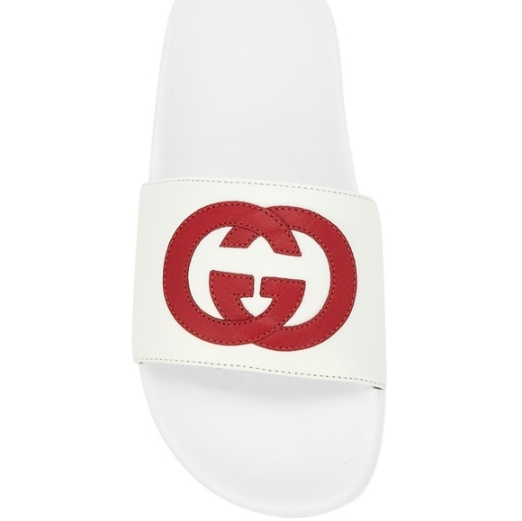 GUCCI Pursuit interlocking GG Logo Slide Sandals, white/red. Brand new in box - Picture 3 of 12
